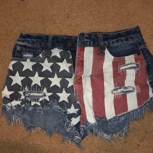 American flag denim shorts